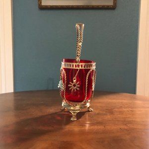 Christmas Candle Holder - Metal And Glass